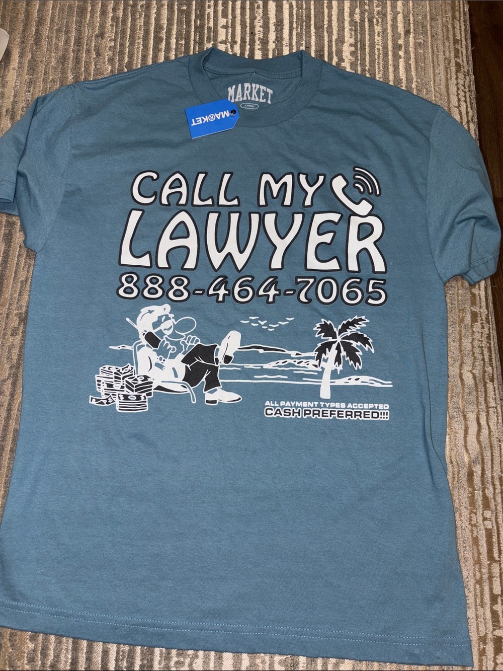 Arket 'Call My Lawyer' Graphic Tee - Blue